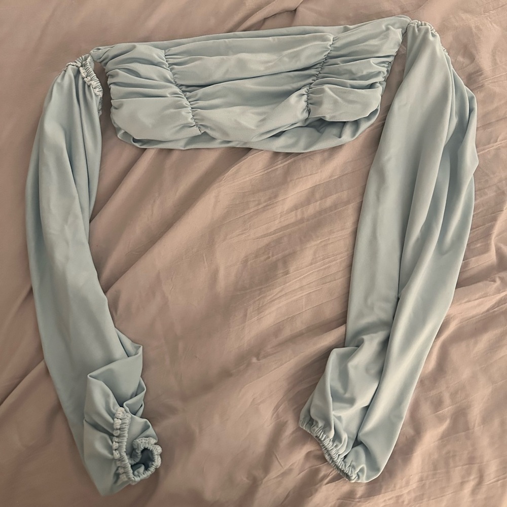 Shein Off Shoulder Ruched Crop Top - Picture 3 of 3